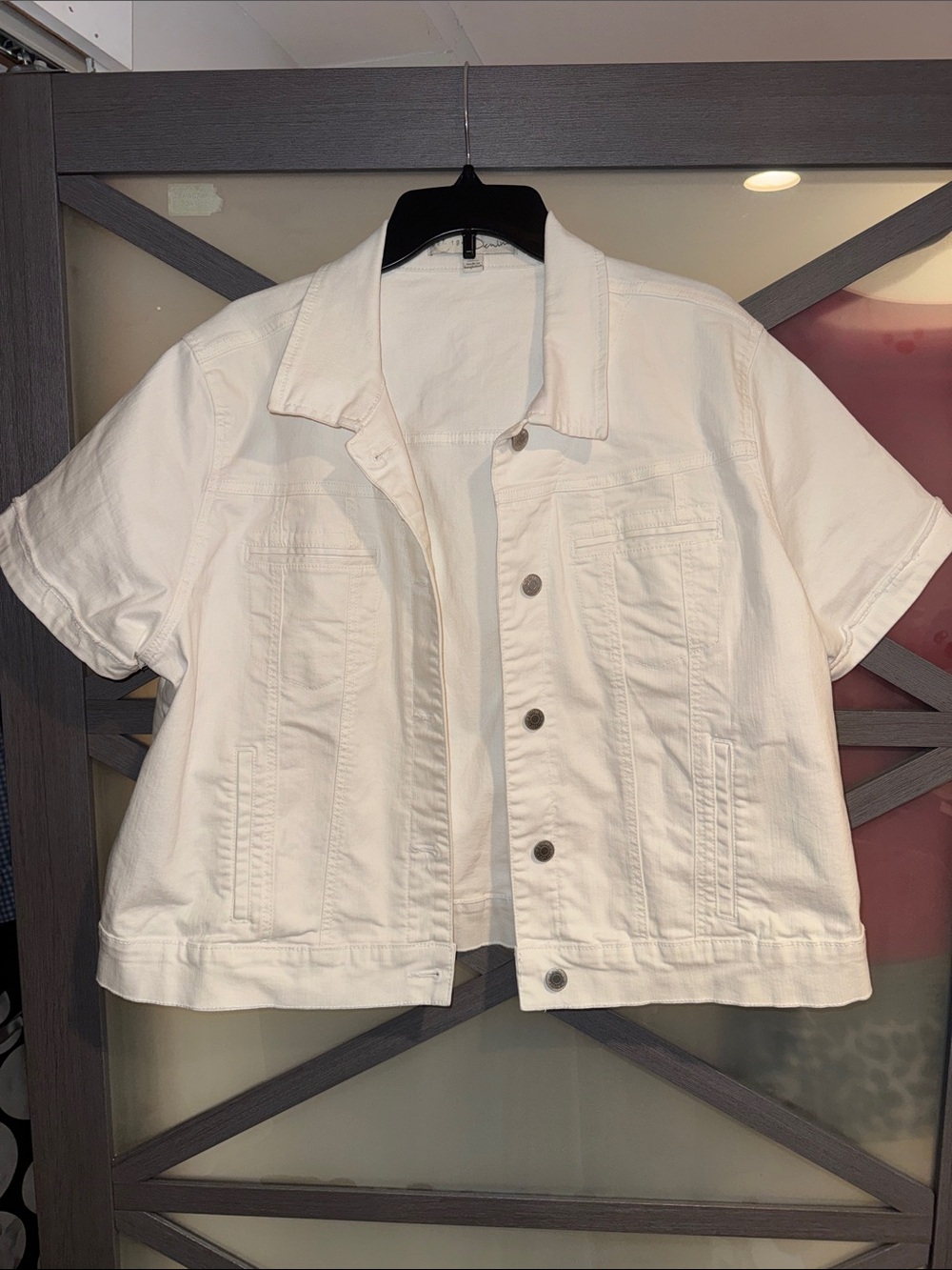 Cato White Short-Sleeve Denim Jacket